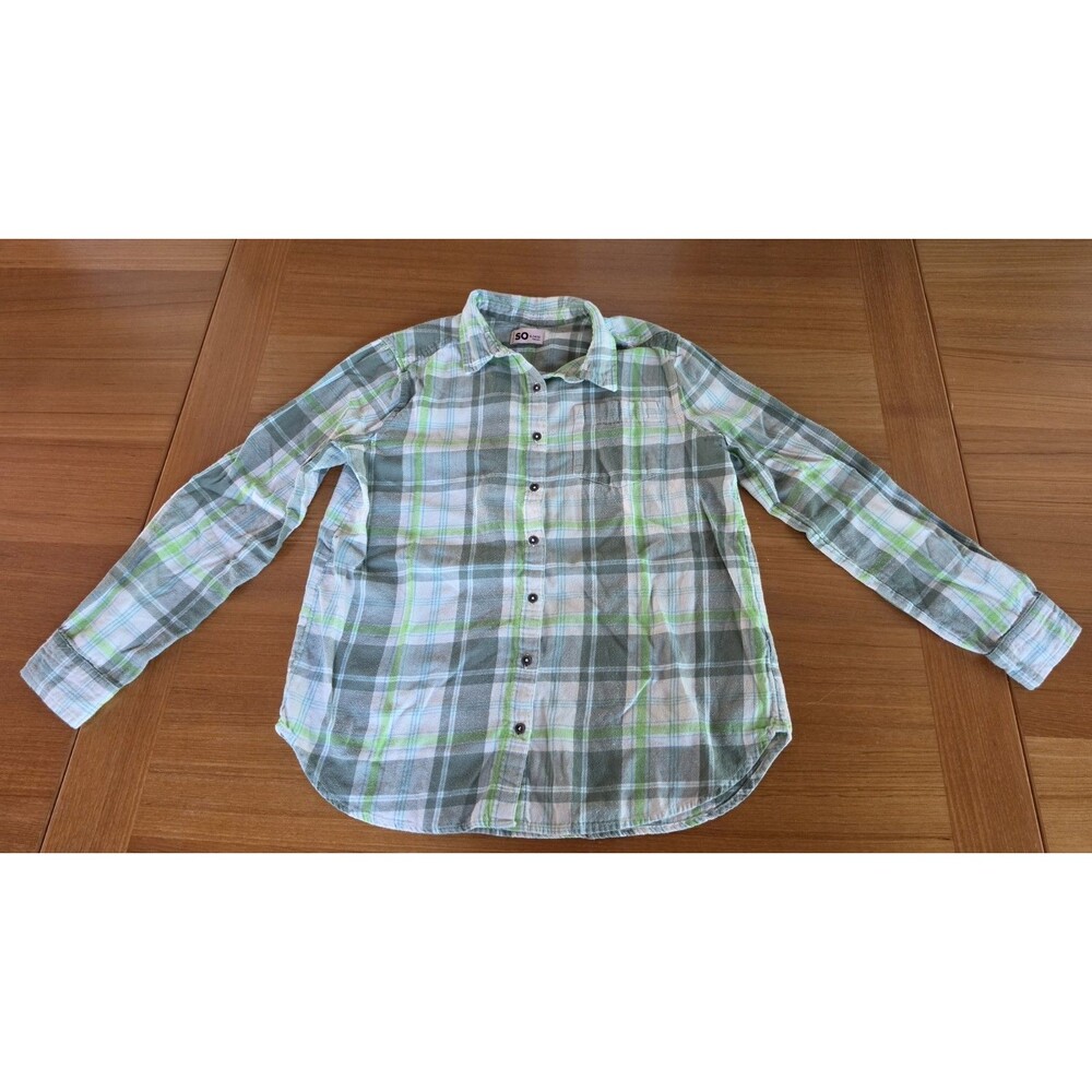 Kohls SO Girl's Green Plaid Long Sleeve Top Size XL (14/16)